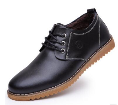 YWEEN Spring Autumn Men's Leather Shoes Lace-up Style Pure Color Flats Dress Shoes Large Size
