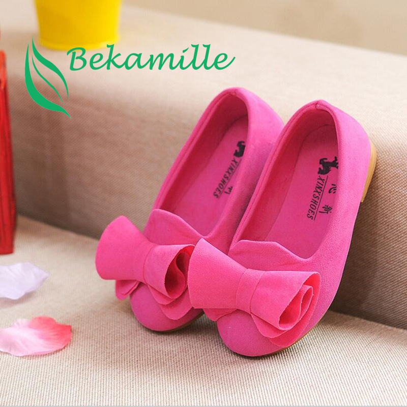 Bekamille Children Spring Autumn Shoes Girls Single Princess Shoes Kids Girls Casual Big Bow Sneakers  Size 21-36