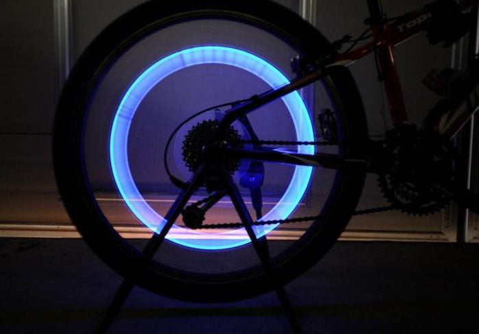 2 Pack: Bicycle Wheel LED Neon Tire Valve Cap Flash Light