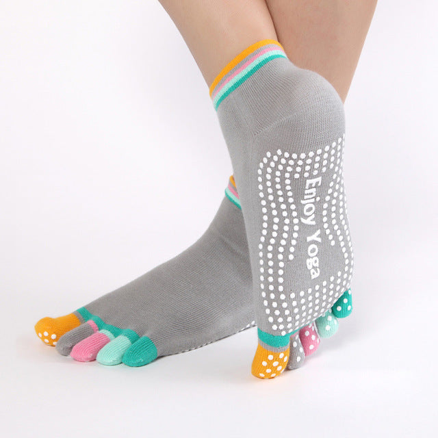 Women's Colorful Anti-Slip Yoga Toe Socks