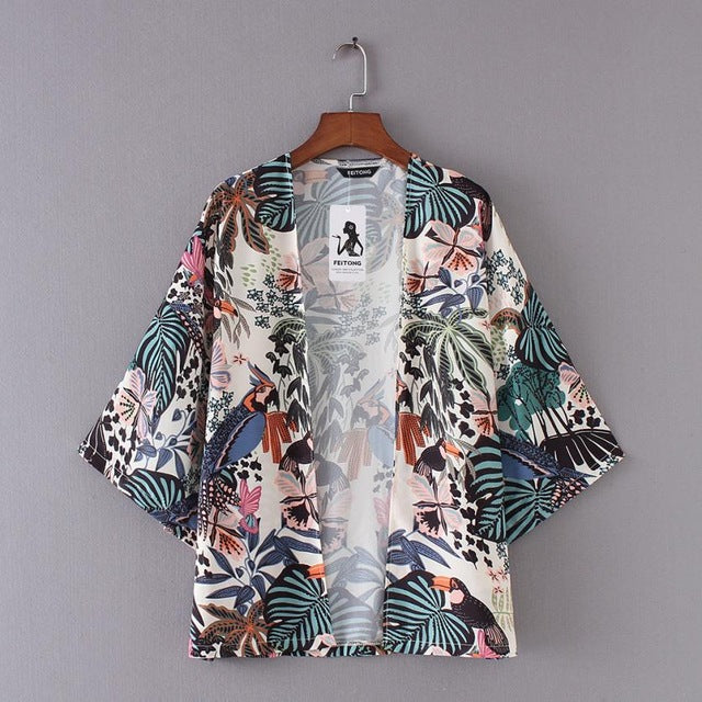 Women's Summer Sun-proof Chiffon Kimono Floral Cardigan