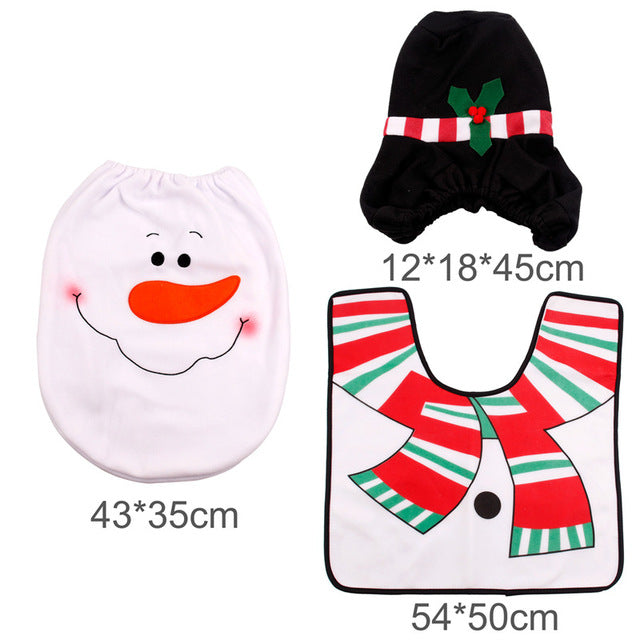 3 Piece: Christmas Themed Bathroom Toilet Sets