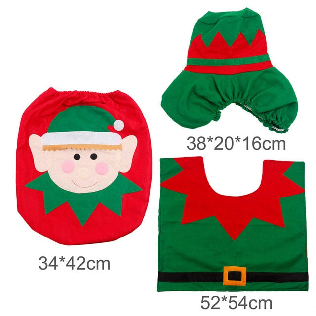 3 Piece: Christmas Themed Bathroom Toilet Sets