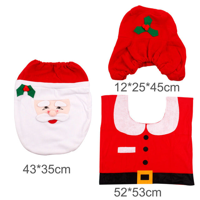 3 Piece: Christmas Themed Bathroom Toilet Sets