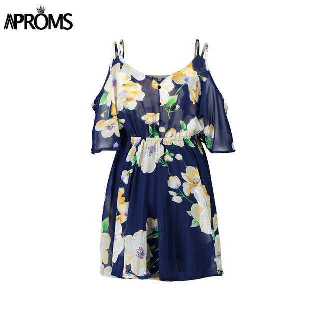 Aproms Vestidos Summer Boho Flower Print Dress   Elegant High Waist Loose Casual Dresses Women Beach Party Sundresses