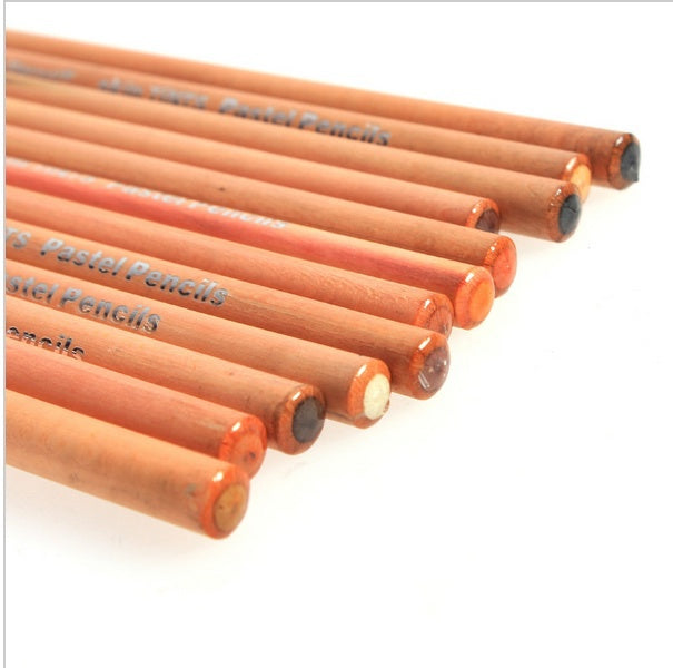 Wood Pastel Color Pencil Panting Drawing Set - 12 Colors