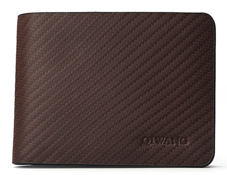 Qi Wang Wallet for Men Carbon Wallet Genuine Leather small wallet Men Leather Thin Wallet Male Slim  Man Card purse Money Bags