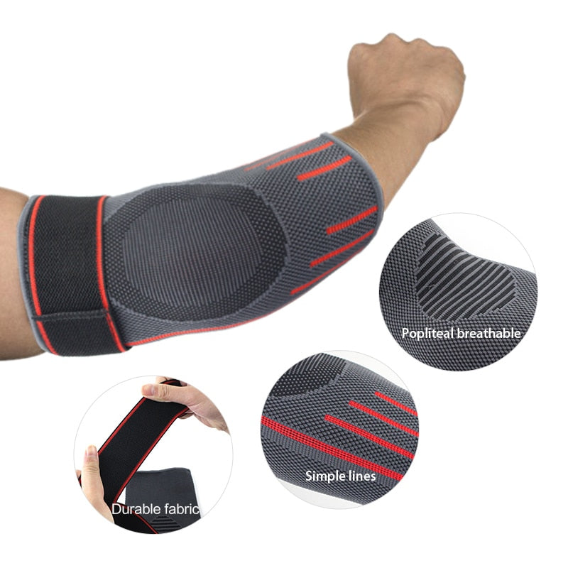 Unisex Elbow Brace Compression Support Sleeve with Adjustable Strap