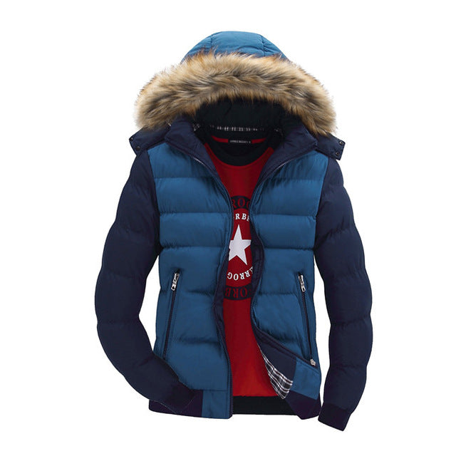 Men's Thick Duck Down Breathable Fur Hooded Parka Overcoat