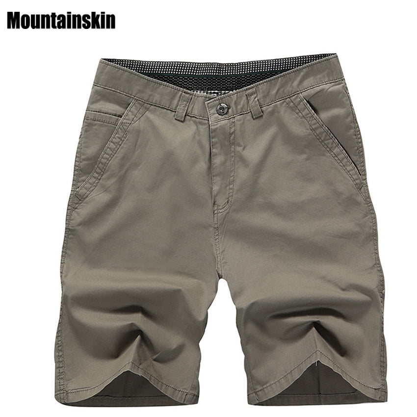 Mountainskin New Summer Men's Cotton Shorts Solid Casual Men's Business Shorts Soft Thin Brand Male Beach Shorts