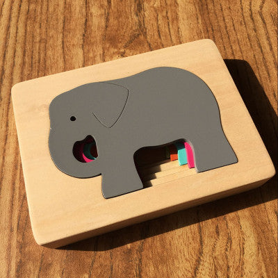 Kids 3D Wooden Cartoon Animal Multi-Layer Jigsaw Puzzle