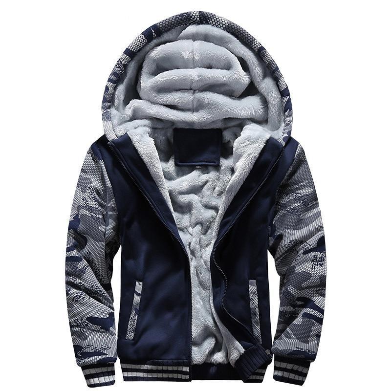 Men's Thick Fleece Lined Hooded Camouflage Jacket