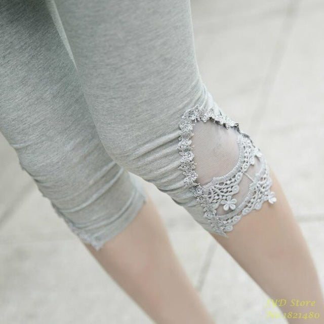 Pants Summer Essential Fashion Stitching Capris Skinny Knitted Elastic Waist Mid Trousers Points Calf-Length Pants