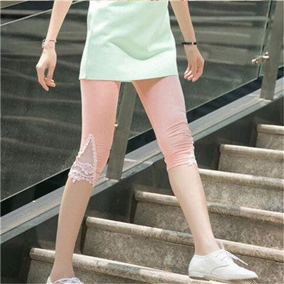 Pants Summer Essential Fashion Stitching Capris Skinny Knitted Elastic Waist Mid Trousers Points Calf-Length Pants