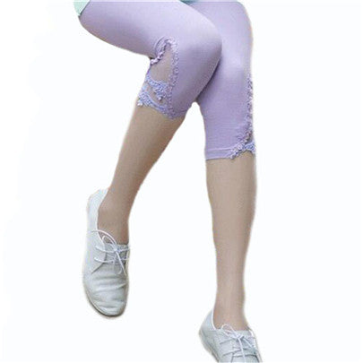 Pants Summer Essential Fashion Stitching Capris Skinny Knitted Elastic Waist Mid Trousers Points Calf-Length Pants