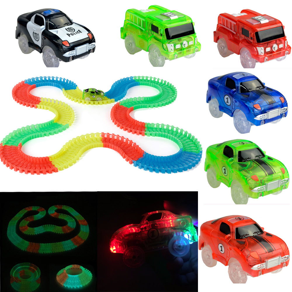 Big Size Magical Glow Racing Track Set Track Car Flexible Glowing Tracks Toy 162/165/220/240 Race Track With Retail Box Gifts