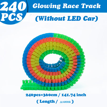 Big Size Magical Glow Racing Track Set Track Car Flexible Glowing Tracks Toy 162/165/220/240 Race Track With Retail Box Gifts