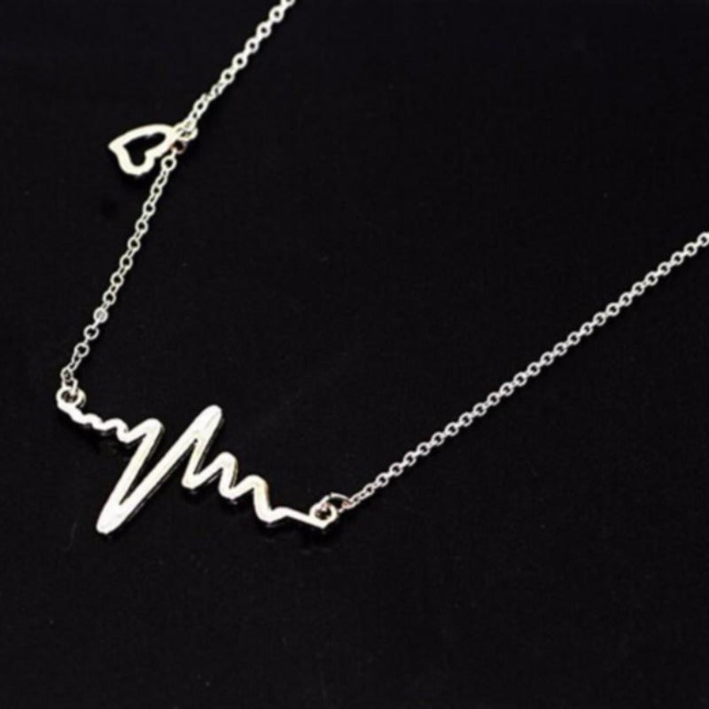 Heart Clavicle Necklace Chain Dainty Collares Minimalist Heartbeat Pendants Collier Women
