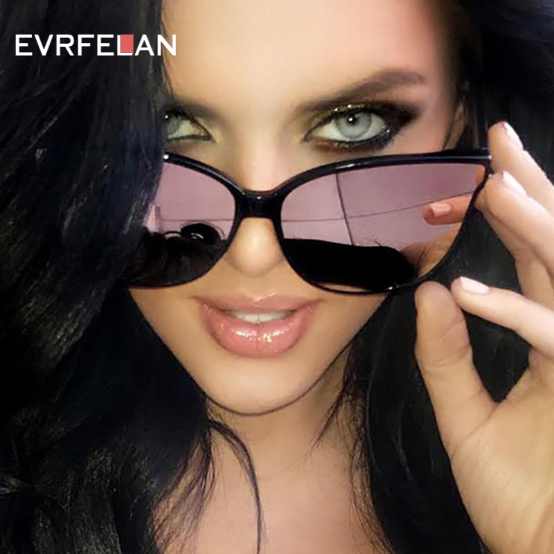 New High Quality Cat Eye Sunglasses Women Sun Glasses Flat Top Sunglasses Mirror Vintage Glasses Oversized Ladies oculos de sol