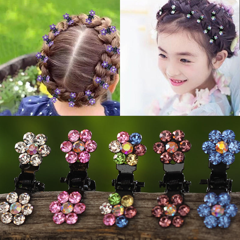M MISM 12pcs/pack Crystal Rhinestone Flower Hair Claw Hairpins Hair Accessories Ornaments Hair Clips Hairgrip for Kids Girl