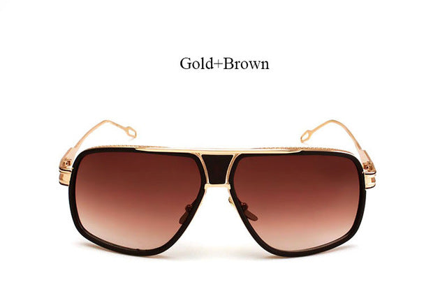 Brand Designer Women Flat Top Sun Glasses Square 18 K Oversized Men Sunglasses Gold Male Mirror High Quality Five Style Female