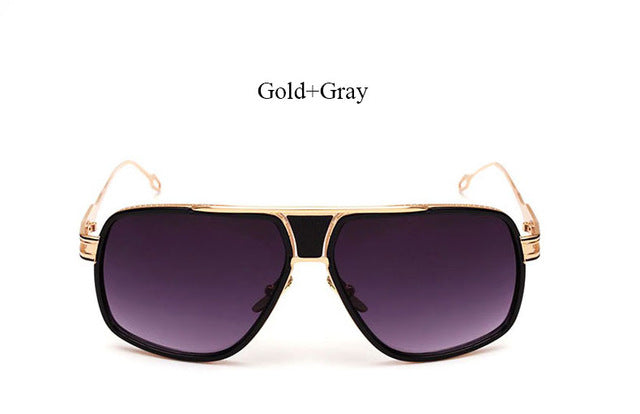 Brand Designer Women Flat Top Sun Glasses Square 18 K Oversized Men Sunglasses Gold Male Mirror High Quality Five Style Female