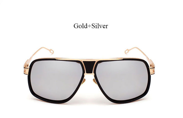 Brand Designer Women Flat Top Sun Glasses Square 18 K Oversized Men Sunglasses Gold Male Mirror High Quality Five Style Female