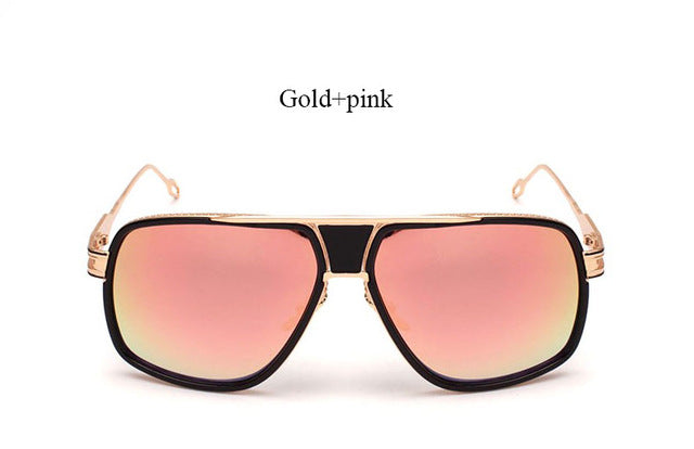 Brand Designer Women Flat Top Sun Glasses Square 18 K Oversized Men Sunglasses Gold Male Mirror High Quality Five Style Female