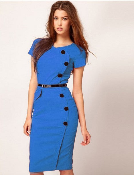 Oxiuly Summer Women Solid Black White Orange Green Dresses Casual O-Neck Bodycon Knee-Length Dress no Belt