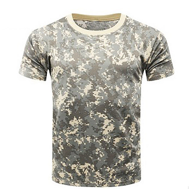 New Camouflage T-shirt Men Breathable Army Tactical Combat T Shirt Military Dry Camo Camp Tees ACU Green