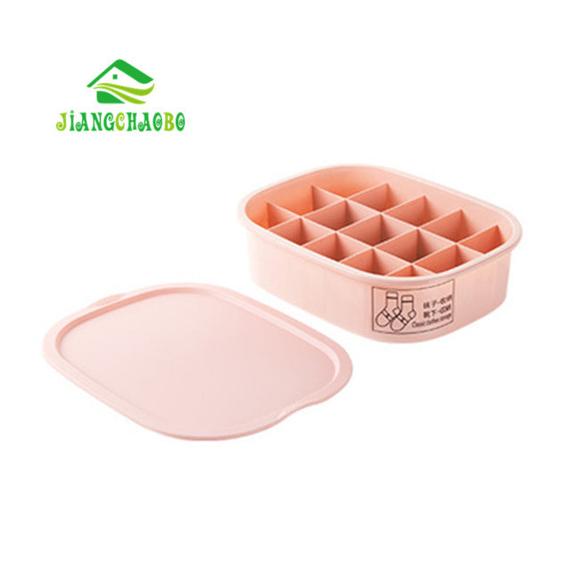 JiangChaoBo Sub-Box Underwear Storage Box Underwear Socks Storage Lattice Home Plastic Bra Underwear Finishing Box