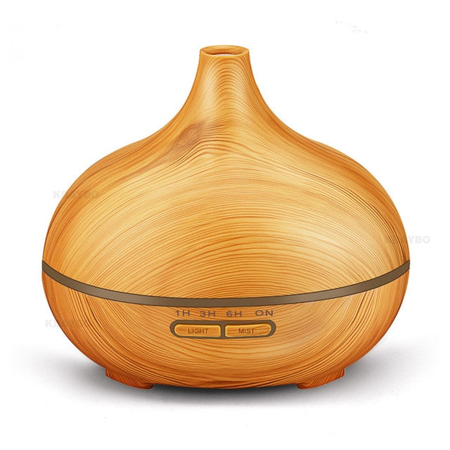 Ultrasonic Wood Grain Color Changing LED 300mL Oil Air Humidifier