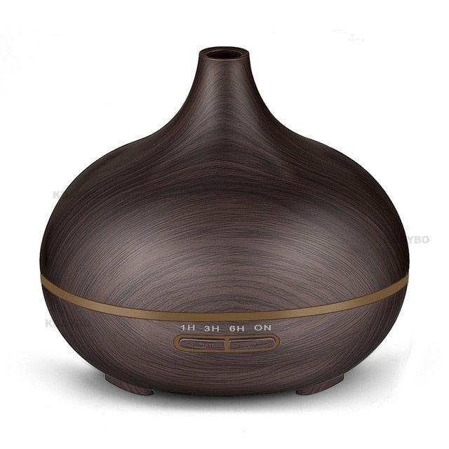 Ultrasonic Wood Grain Color Changing LED 300mL Oil Air Humidifier