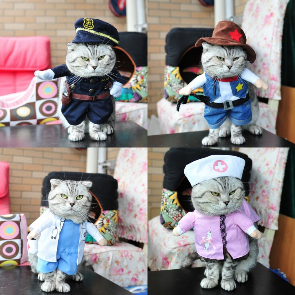 Various Funny Pet Costume Dog Cat Costume Cat Clothes   Nurse Policeman Cowboy Sailor Uniform Hat Business Attire