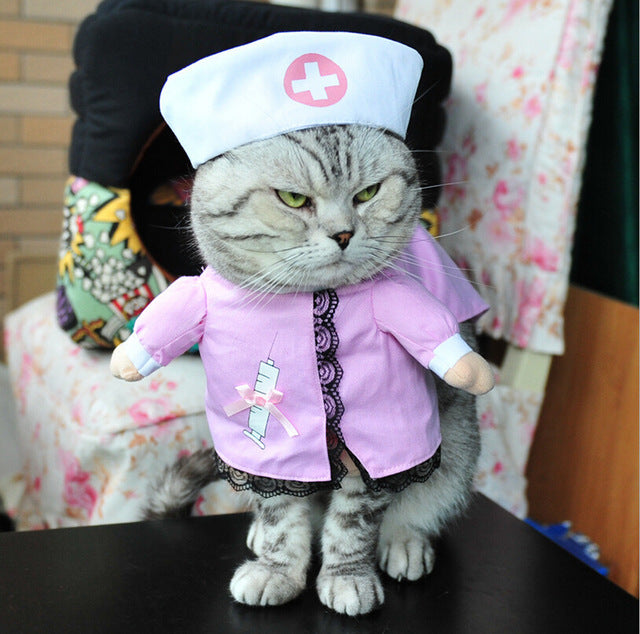 Various Funny Pet Costume Dog Cat Costume Cat Clothes   Nurse Policeman Cowboy Sailor Uniform Hat Business Attire