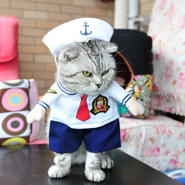 Various Funny Pet Costume Dog Cat Costume Cat Clothes   Nurse Policeman Cowboy Sailor Uniform Hat Business Attire