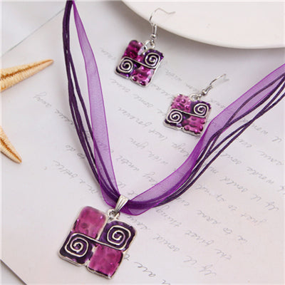 ZOSHI Fashion African Jewelry Set Leather Chain Enamel Gem Jewelry Sets for Party Bridal Jewelry Sets Summer Jewelry