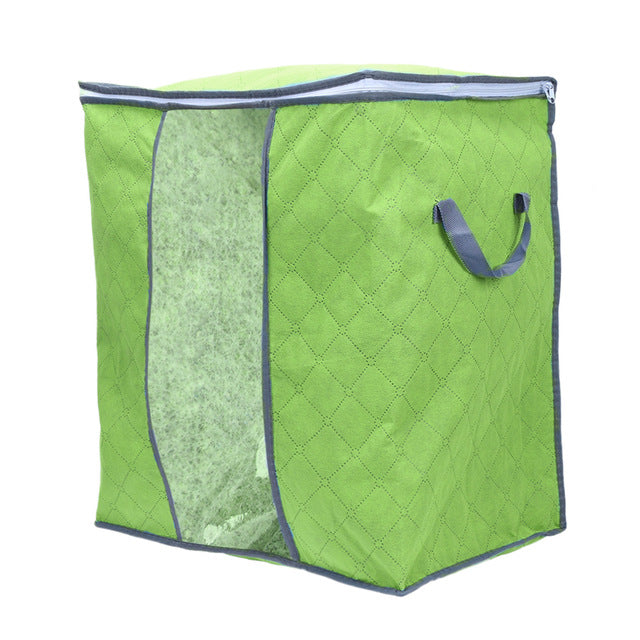 Portable Clothes Storage Bag Non-woven Folding Closet Organizer Pillow Quilt Blanket Organizer Storage Bag 4 Colors