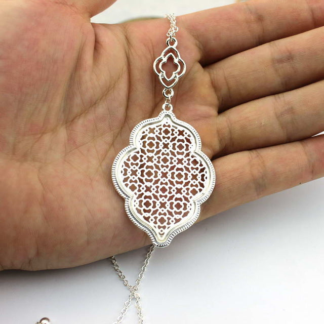 Women's Designer Filigree Heart Long Necklace Pendants