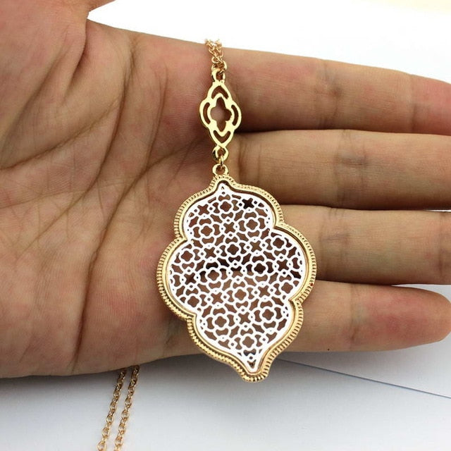 Women's Designer Filigree Heart Long Necklace Pendants