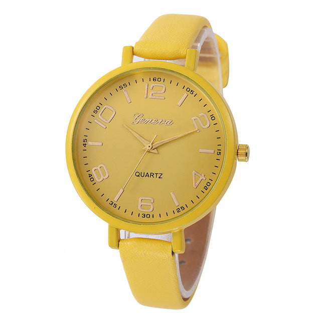 Women's Luxury Fashion Faux Leather Quartz Wrist Watch