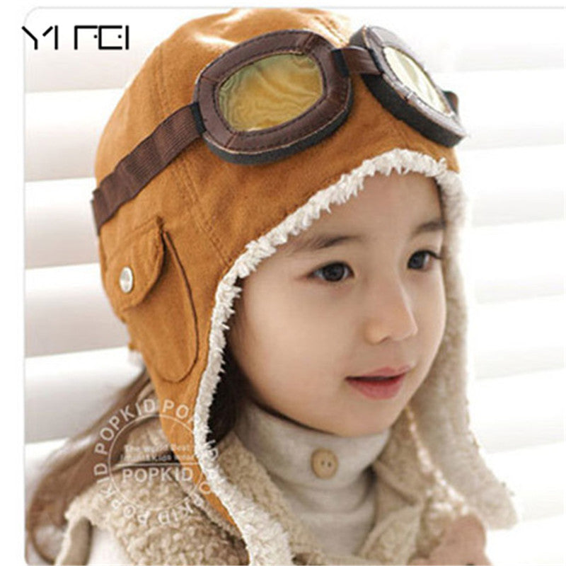 YIFEI Boys Flight Caps Winter Baby Hat Kids Warmer Earflap Beanie Christmas Gift Wool Baby Winter Hats Children Pilot Hat Caps