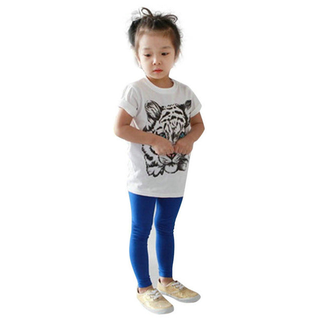 Girls' Tiger Printed Casual T-Shirt Cotton Blouse