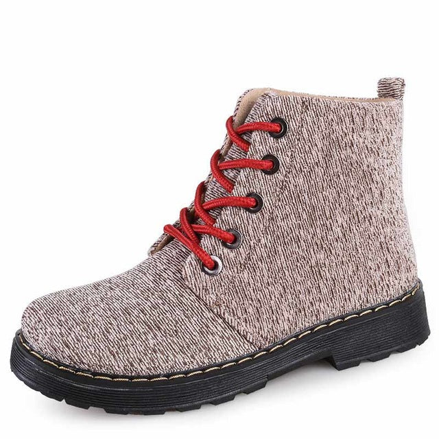 Winter Women Lace-Up   Warm Non Slip Boots Shoes Woman Boots Fashion Platform Lattice Ankle Boots