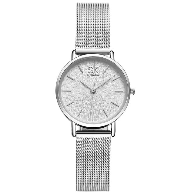 Shengke Slim Mesh Stainless Steel Quartz Wristwatch Women Ultra Thin Luxury watch Ladies Dress Watch Relogio Feminino Gift Clock