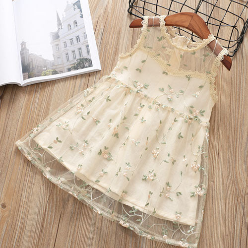 New Lace Flower Princess Dress Spring Girl Dress Winter Long Sleeve Three-Dimensional Petals Pompon Net Yarn Girls Clothes