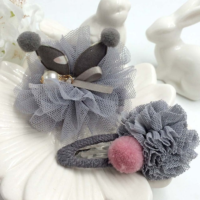Girls' Lace Cotton Hair Bow Set