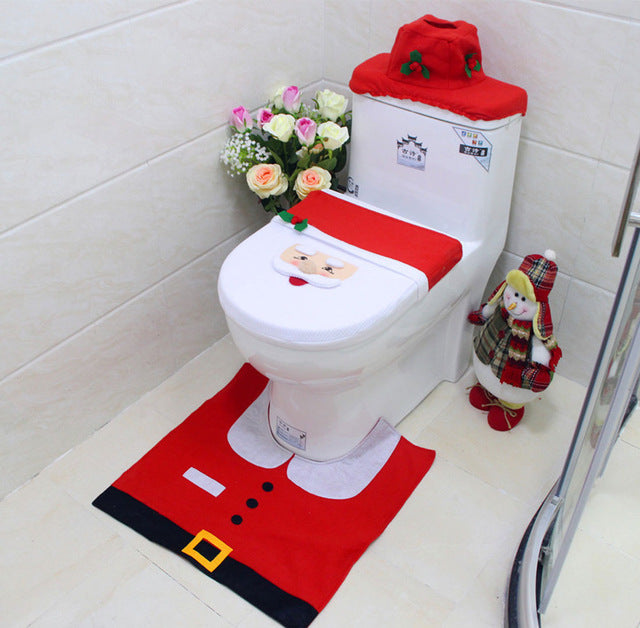 3Pcs/Set Bathroom Christmas Toilet Seat Cover