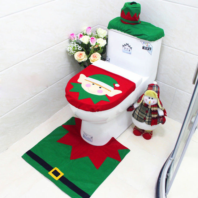 3Pcs/Set Bathroom Christmas Toilet Seat Cover