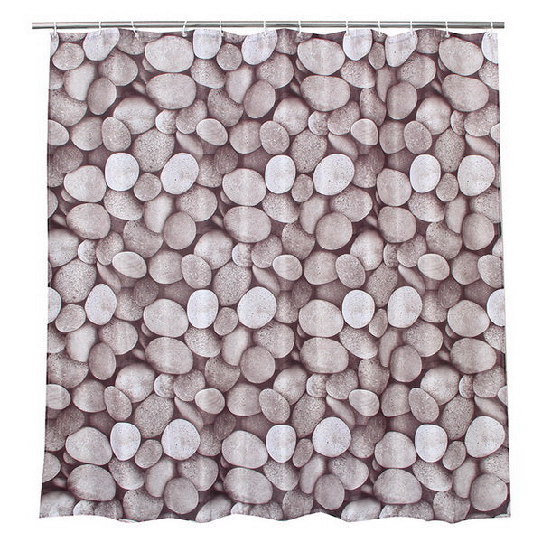 Fabric Polyester Pebble Stone Shower Curtains Waterproof Curtains Bathroom Shower Curtains Size 180x180cm with 12pcs C Rings.